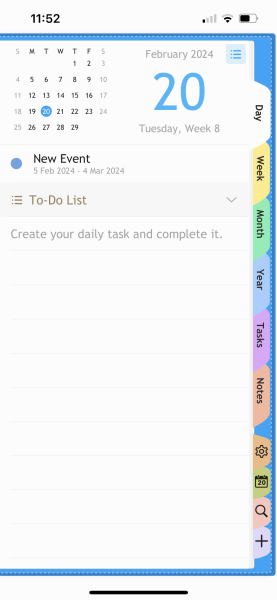 App that looks like a notebook with tabs