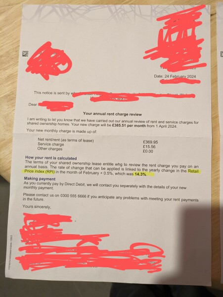 To query Housing Association rent increase