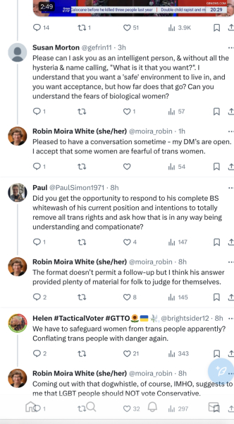 Sunak telling Robin White that biological sex is important live on GB news
