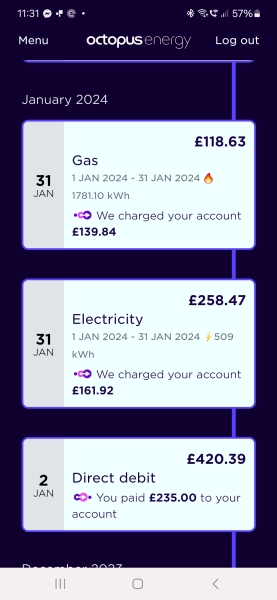 Suggested DD of £595 per month gas & electricity!