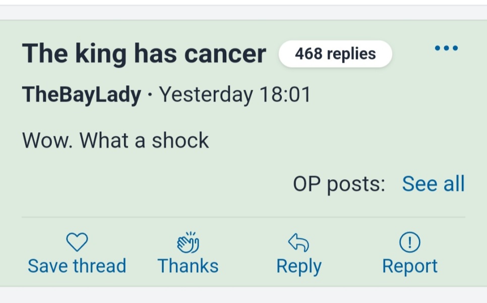 The king has cancer