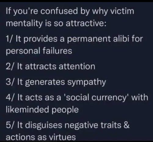 How do you deal with victim mentality behaviour