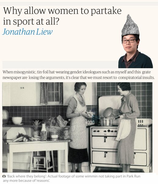 Get back in your box women, you're a right wing animal if you think men should be kept out of sport. "Why have rightwingers made even parkrun a battleground for trans people?"