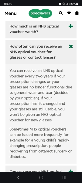 Specsavers only offering nhs glasses every 18 months?