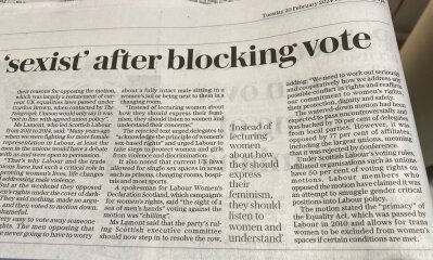 Scottish Labour Conference this weekend - pro woman motions up for vote