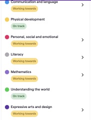 Nursery observation for a 2 year old 'working towards'. What does that mean? Behind?