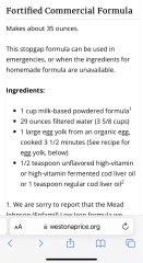 Baby fed on raw milk formula