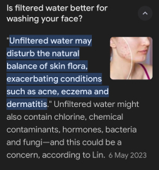 washing face with filtered/bottled water