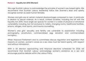 Scottish Labour Conference this weekend - pro woman motions up for vote