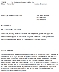 For women Scotland given leave to appeal.