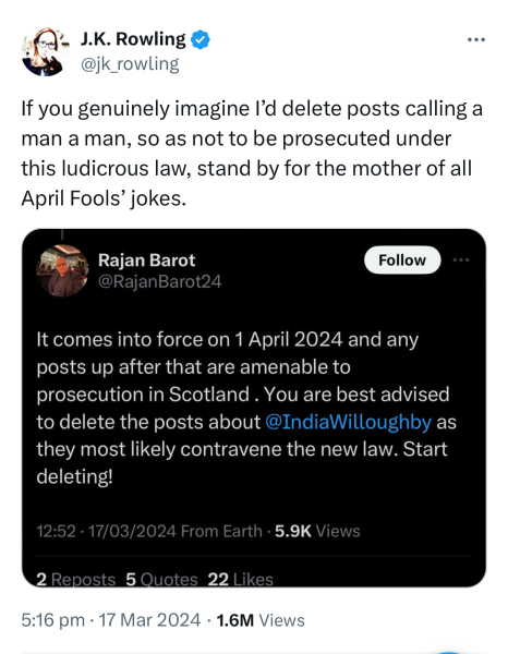 JKR vs Police Scotland?