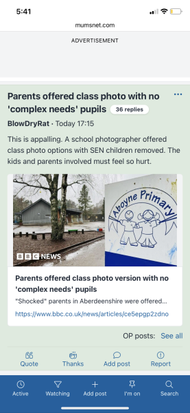 Parents offered class photo with no 'complex needs' pupils