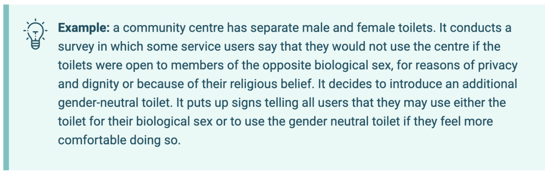 Disciplinary action for ONS female employees if they object to trans colleagues using their lavatories