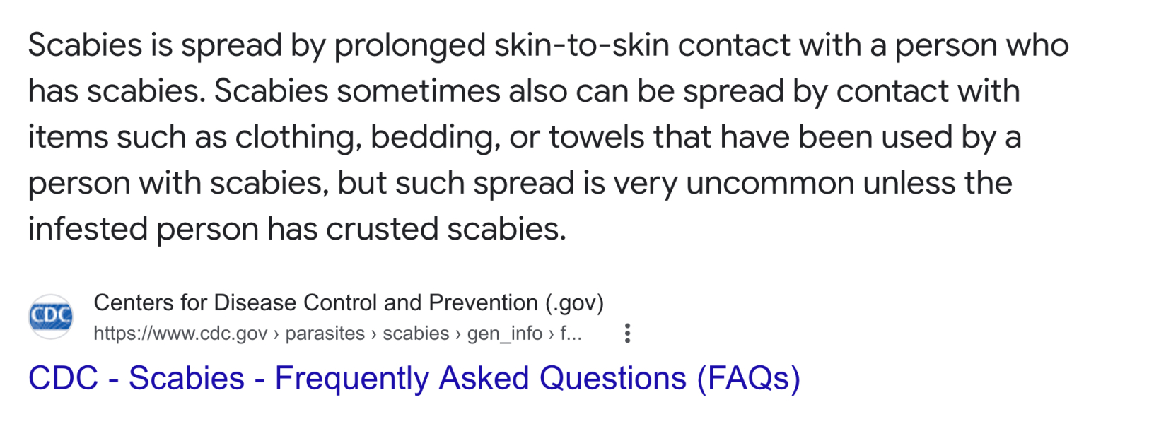 Scabies in school.