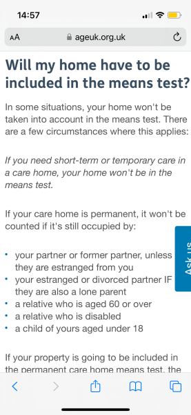 Legal Q re care home funding