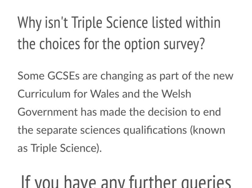 Options Triple Science