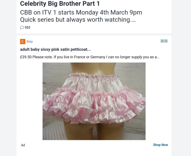 Perturbed by huge ad for 'adult baby sissy pants' popping up here?