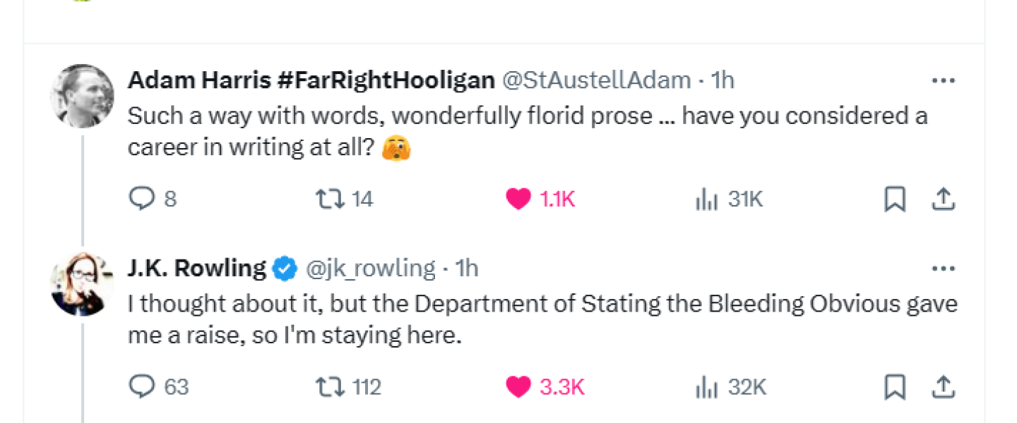 JKR is at it again…