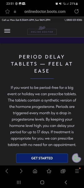 Advice re delaying period on holiday