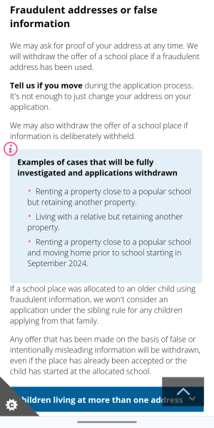 For which period do I need to live near secondary school for applications