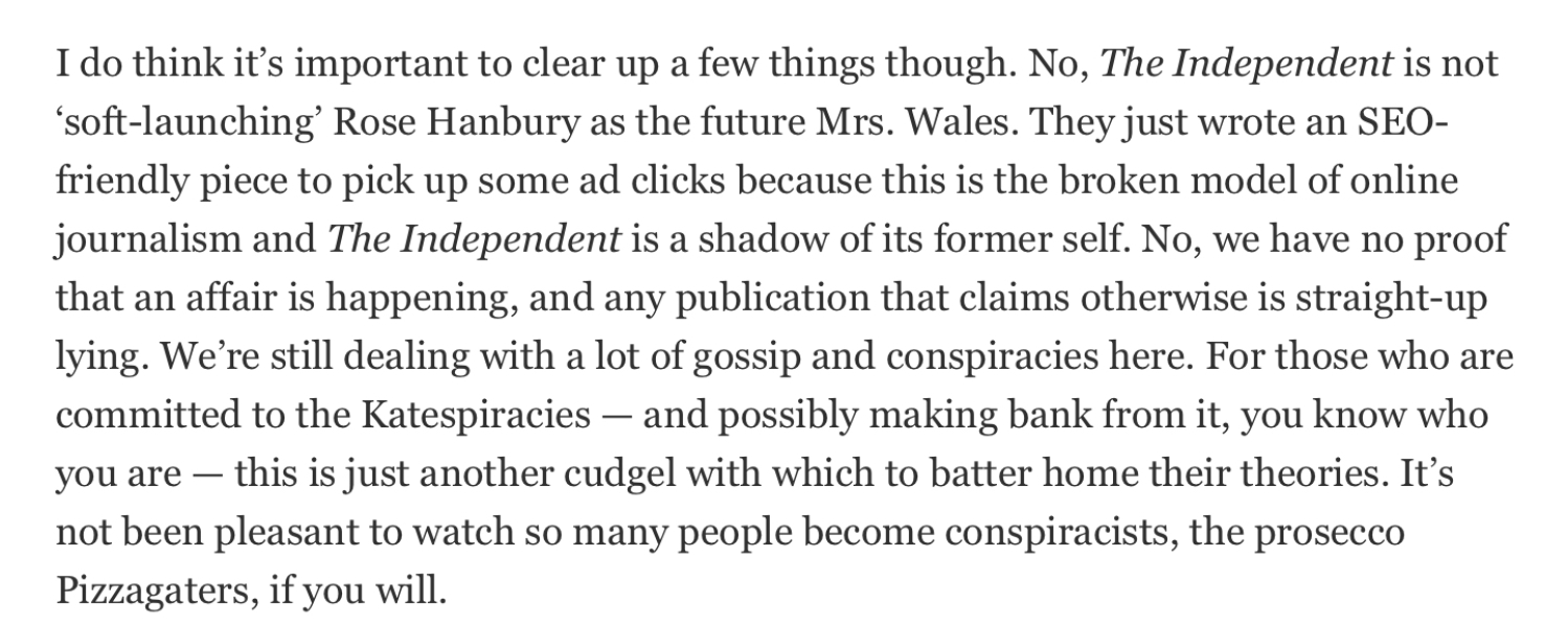 Anyone else feel this was an entirely random post yesterday in the Independent?