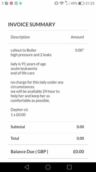 How much is 'a drink' in payment terms for a tradesman?