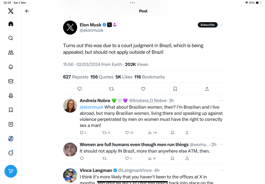 Elon Musk and new pronoun rules on Twitter