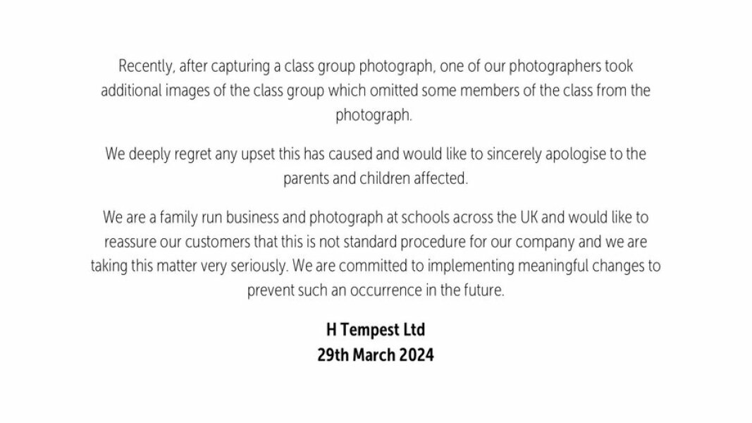 Parents offered class photo with no 'complex needs' pupils