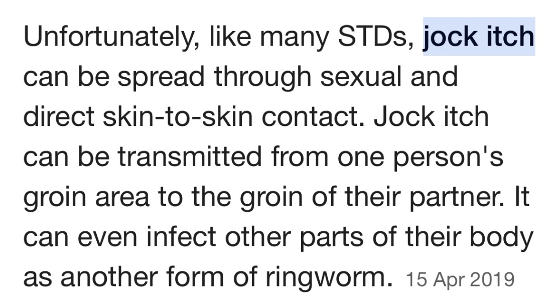 To blame DH for ringworm and jock itch?