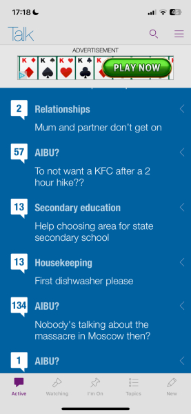 Banner advert in the app