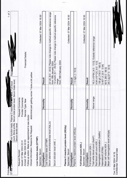 Could anyone help with these blood test results please.