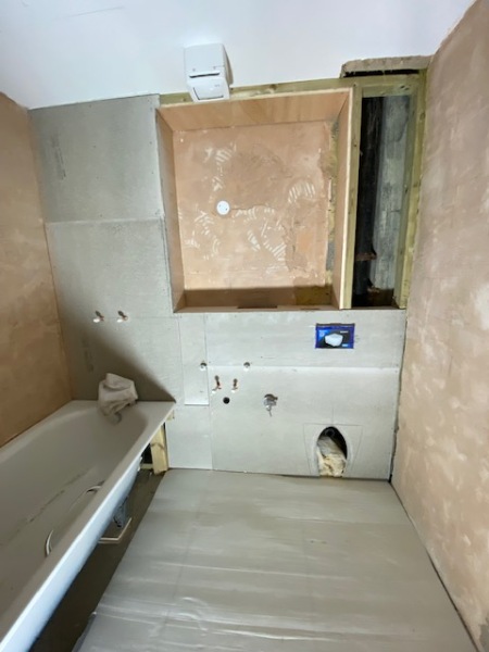 niche or shelf in small shower?