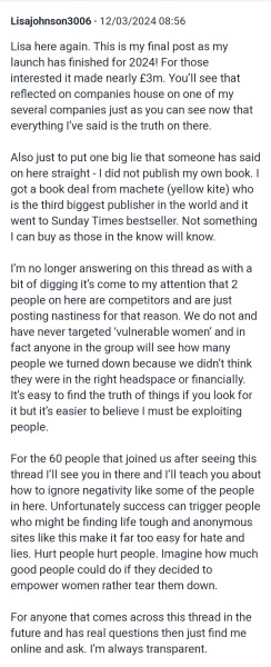 Why did the "Lisa Johnson One to Many" thread get deleted?