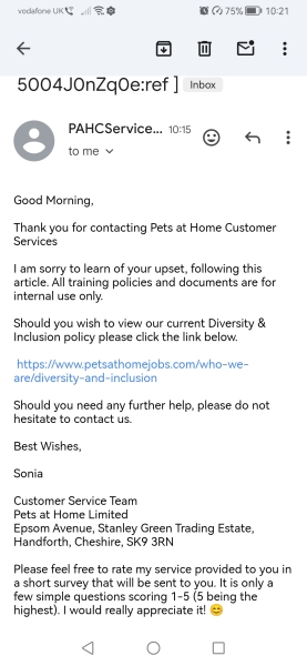 Pet at Home. Forcing agendas on employees.