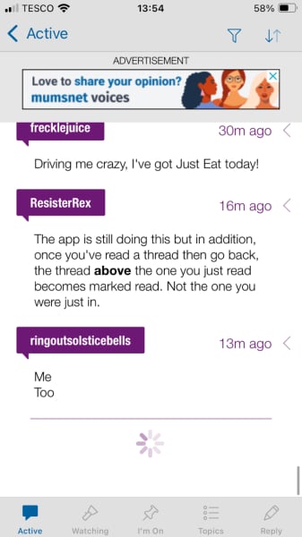 Banner advert in the app