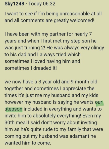 Don’t want stepson all the time