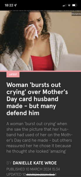 Upset about Mothers Day card