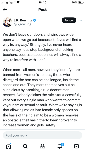 JK Rowling has sadly opened her mouth again