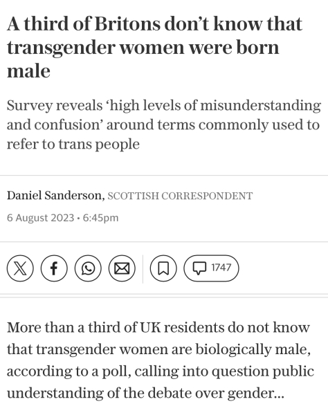 “Yeah, sure. We have biological women and we have trans women [biological men]. And they’re both women… Most of the public can get that.”