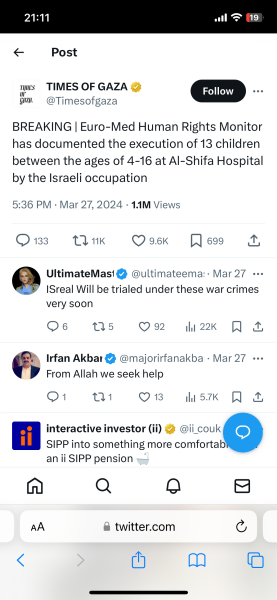 Mainly about Al Shifa [bombed front of hospital 3]