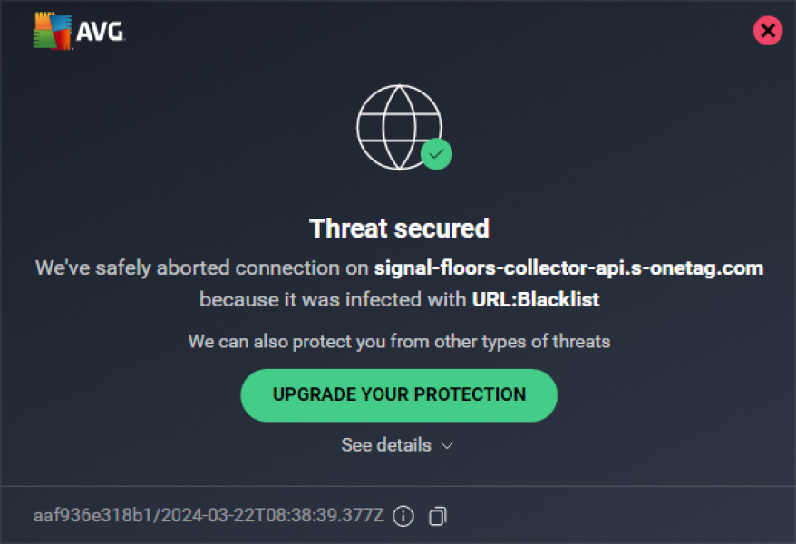 message from anti-virus s/w