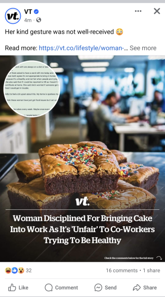 Bringing baked goods into work