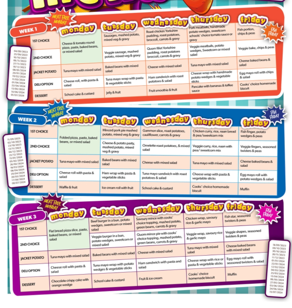 School lunches - reception - please help!