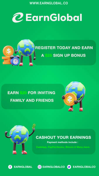 Get £25 just for signing up. Earn global 🌍