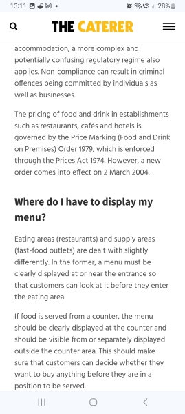 To think it's just weird that a pub restaurant is refusing to share costs or a sample menu?