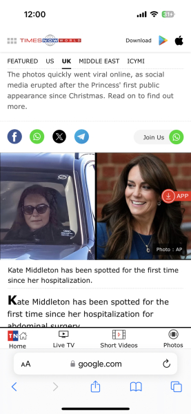 Great news, HRH Princess Kate seen in public today