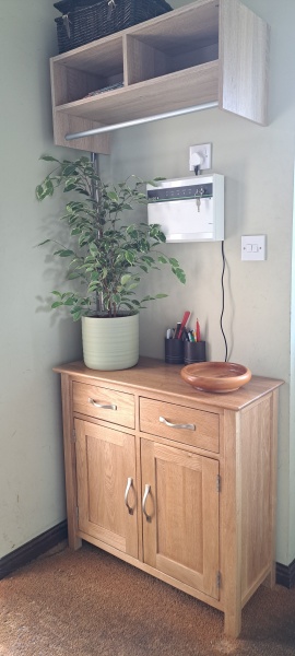 Hallway inspiration.  Sage green?