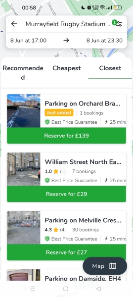 Parking near Murrayfield