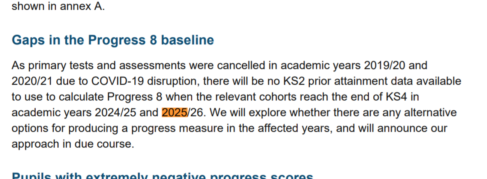 How are progress scores calculated without SATs?