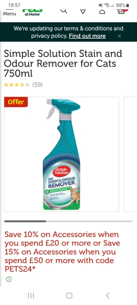 Enzyme cleaner for cat urine